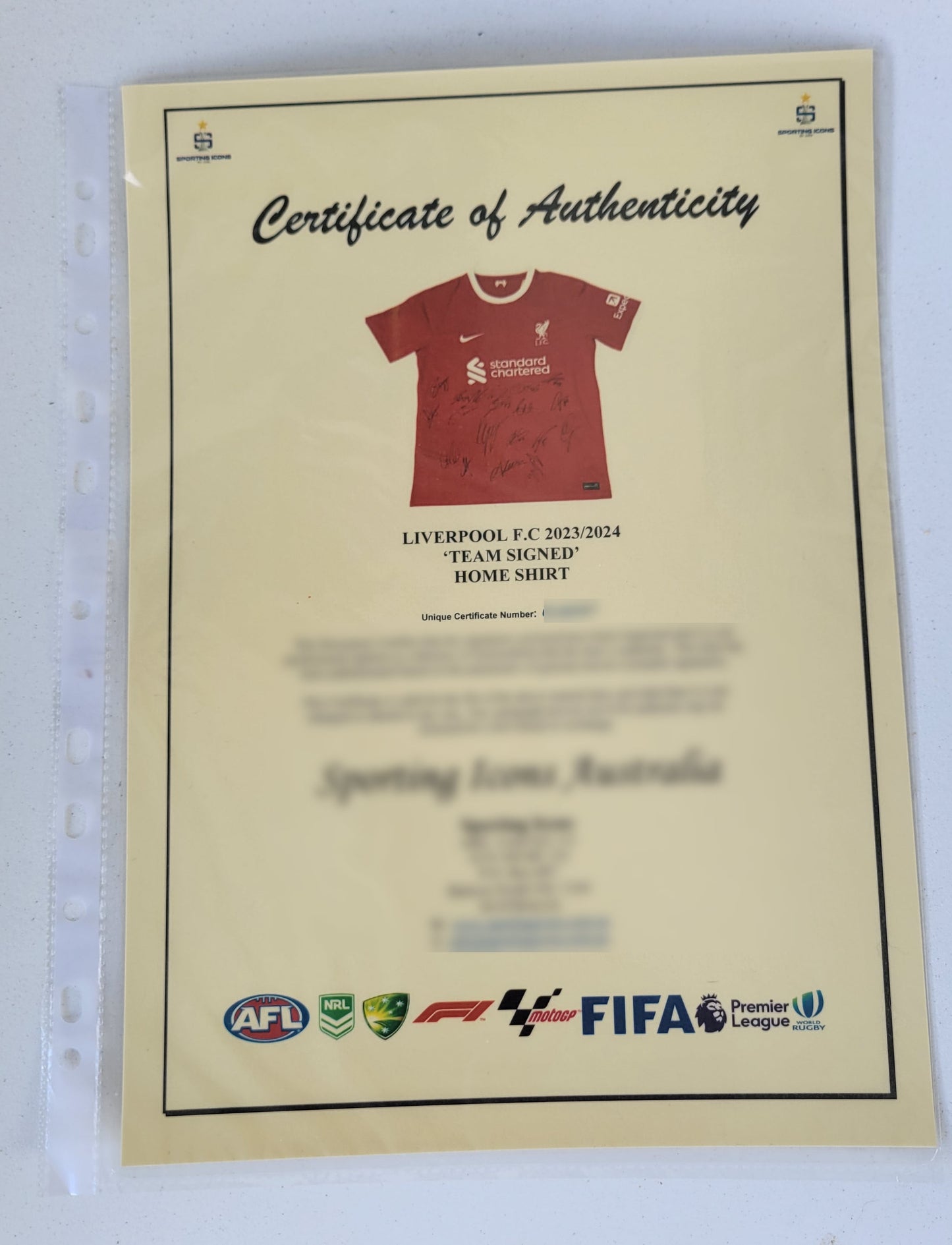 Liverpool 2023-24 Signed Shirt & NFT Display Package